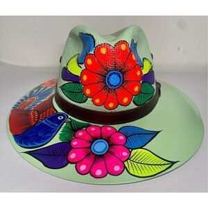 Hand painted original Panama fedora sun hat M Royal road trading Co.